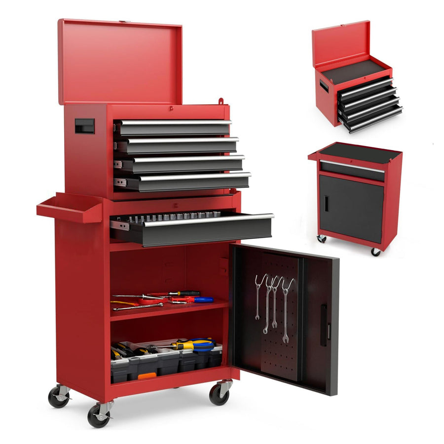 5-Drawer Rolling Tool Storage Cabinet with Detachable Top Toolbox - Multiple Colors