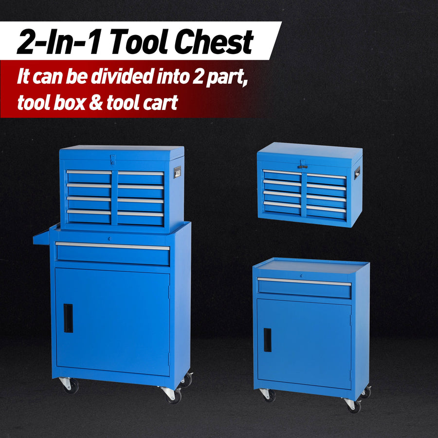5-Drawer Rolling Tool Storage Cabinet with Detachable Top Toolbox - Multiple Colors