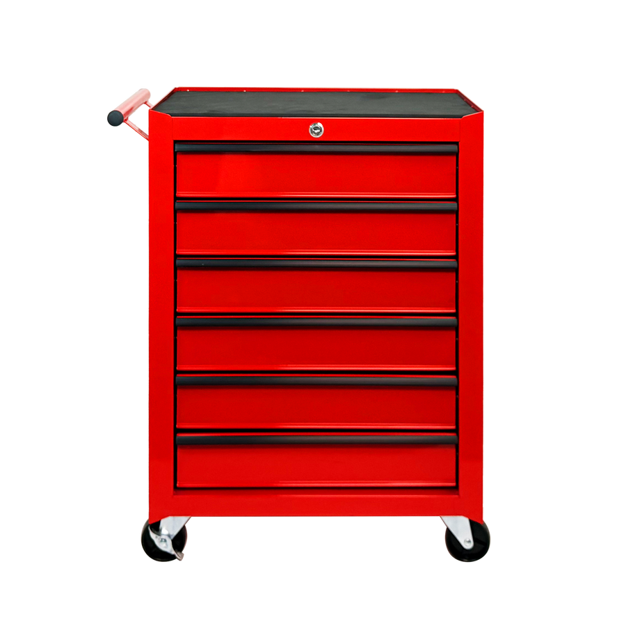 Rolling Metal Tool Chest with 6 Drawers - Steel Storage Cabinet - Red