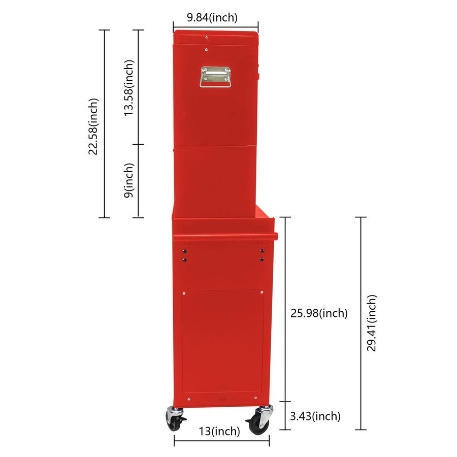 6 Drawer Lockable Tool Cabinet with Detachable Toolbox - Black, Red, or Blue