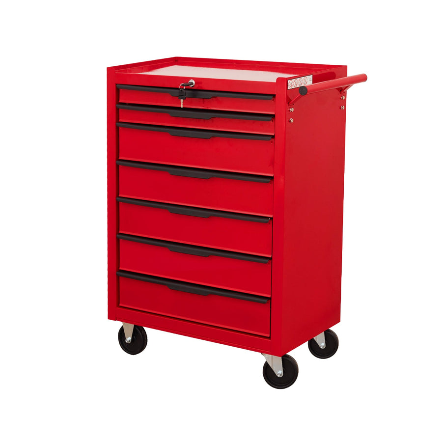 7-Drawer Rolling Tool Chest Cabinet with Locking Wheels - Red