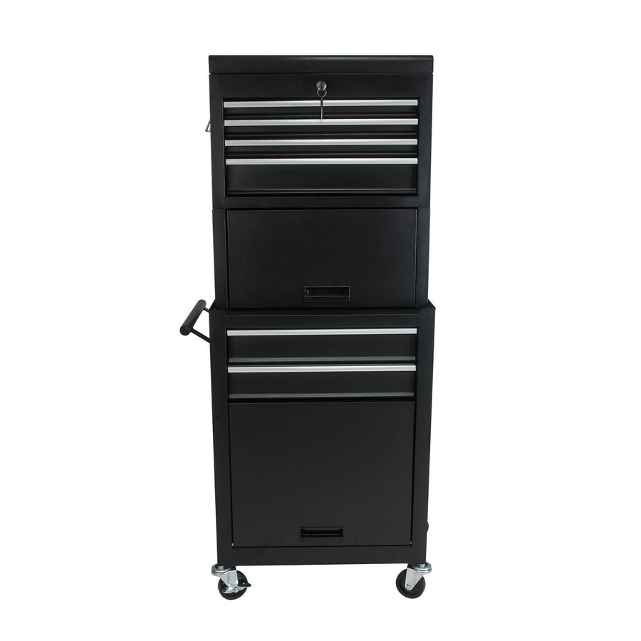 6 Drawer Lockable Tool Cabinet with Detachable Toolbox - Black, Red, or Blue