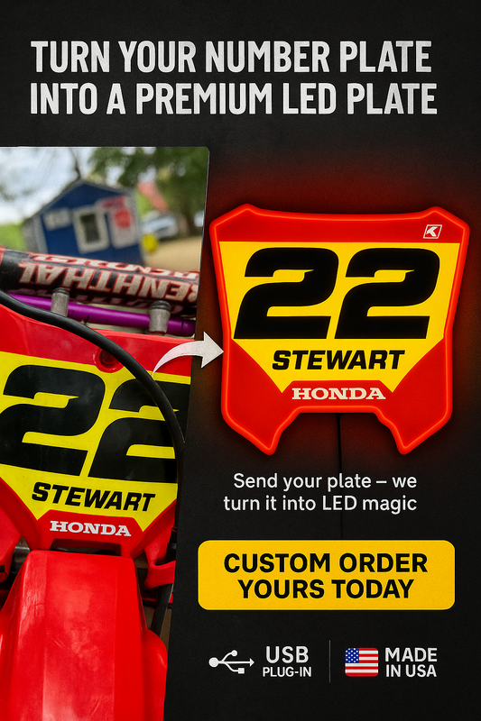 Custom MX LED Number Plate – Personalized 9.5" Motocross Light Box Wall Sign
