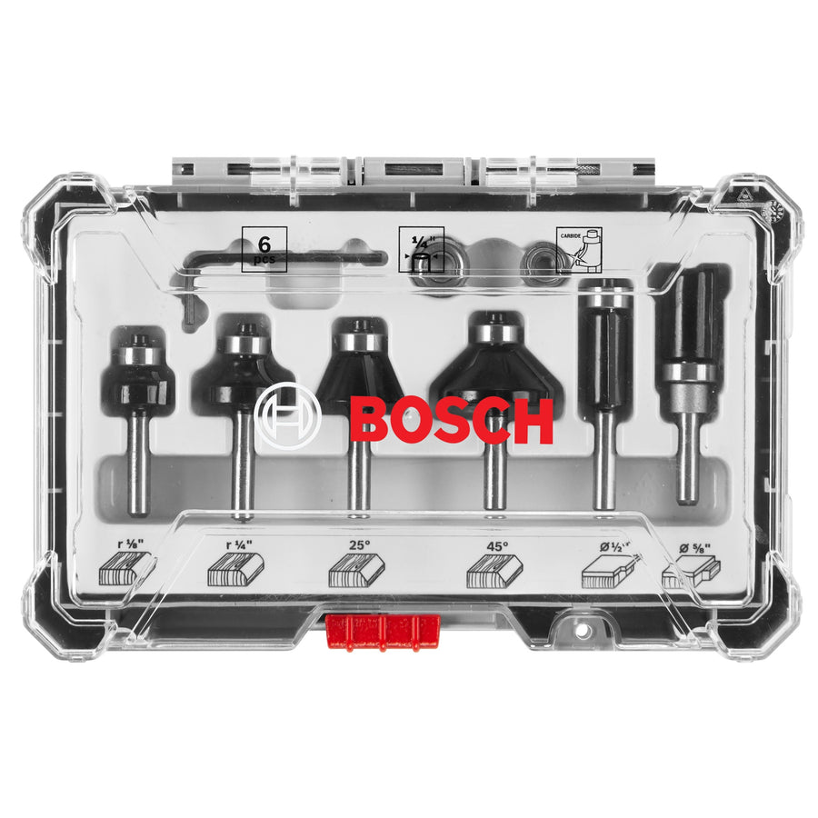 BOSCH RBS006TES 6 pc. Carbide-Tipped Trim and Edging Router Bit Set