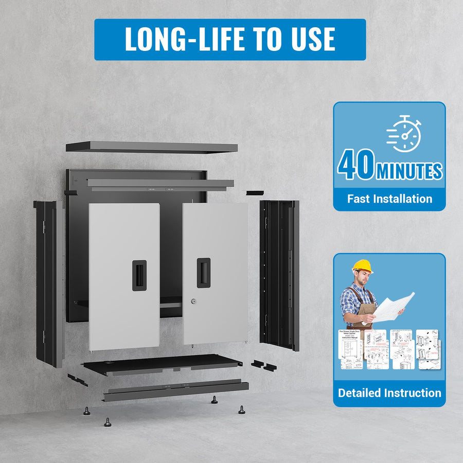 Metal Tool Garage Storage Cabinet with Lock - Steel