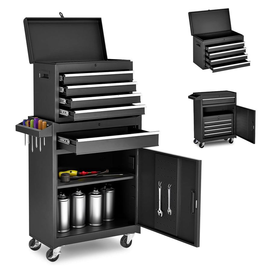 5-Drawer Rolling Tool Storage Cabinet with Detachable Top Toolbox - Multiple Colors