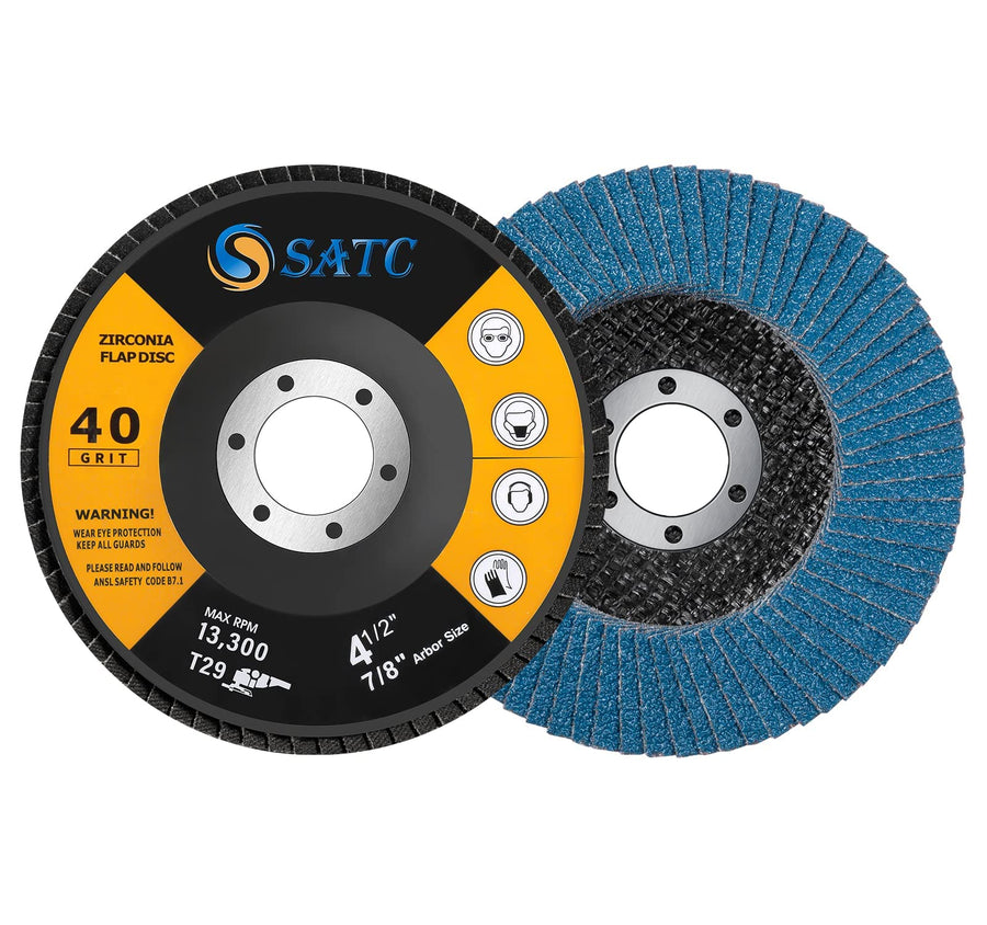 S SATC Flap Discs 4-1/2 in, 40 Grit Zirconia, Type 29, 10 Pack