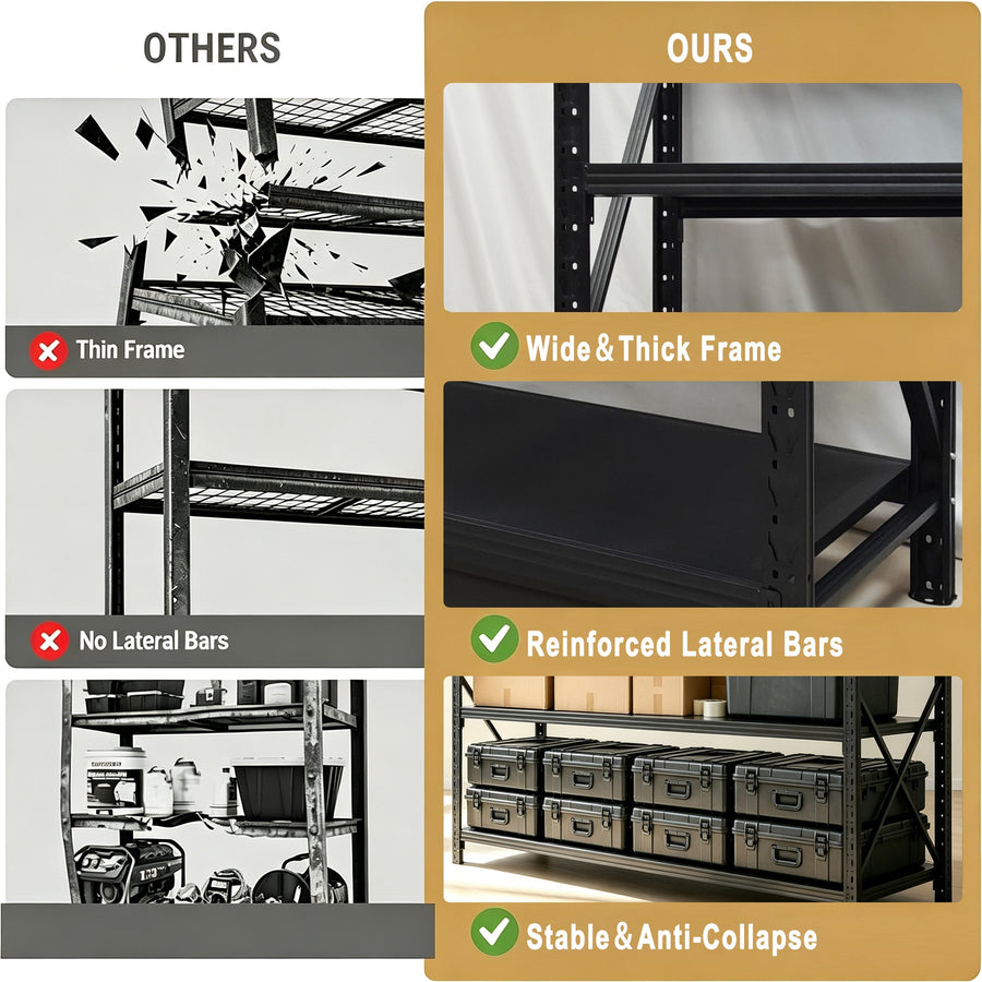 Metal Storage Shelving Unit, 4-Tier 6000LBS Adjustable Garage Shelving Rack, 47.24" W x 19.69" D x 71.65" H, Steel Storage Shelf Organizer for Garage, Workshop, Basement, Pantry