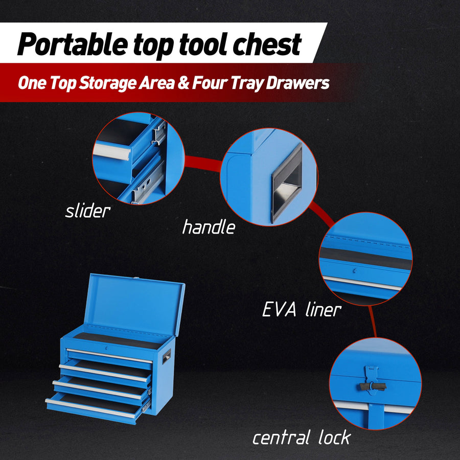 5-Drawer Rolling Tool Storage Cabinet with Detachable Top Toolbox - Multiple Colors