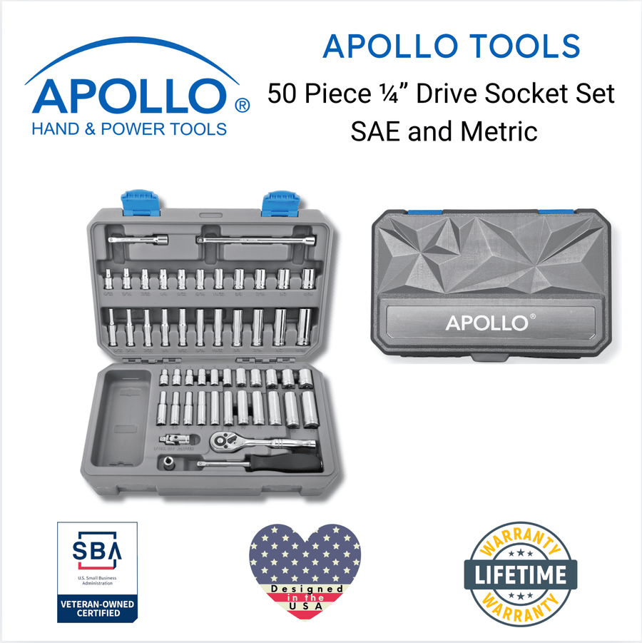 APOLLO TOOLS - DT0004-50 Piece ¼” Drive Socket Set