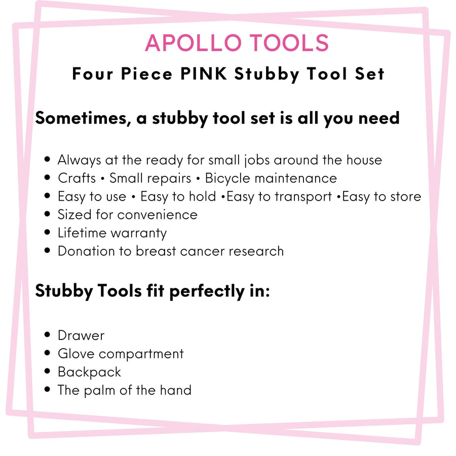 Four Piece Stubby Tool Set - Pink- DT0240P