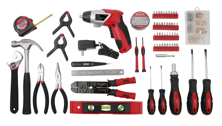 Apollo DT0739 161-Piece Home Tool Kit with 3.6V Cordless Screwdriver