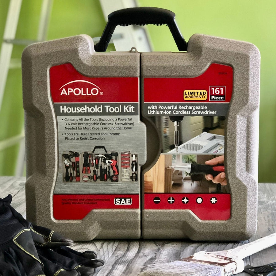 Apollo DT0739 161-Piece Home Tool Kit with 3.6V Cordless Screwdriver