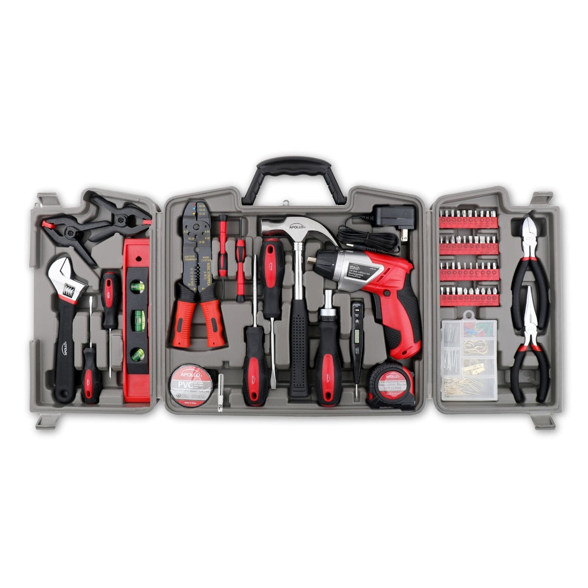 Apollo DT0739 161-Piece Home Tool Kit with 3.6V Cordless Screwdriver