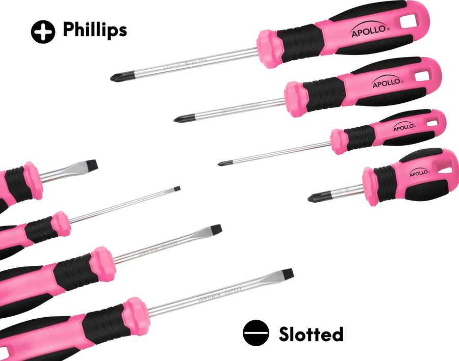 Apollo Tools 8 Pink Essential Screwdriver Set DT5018P