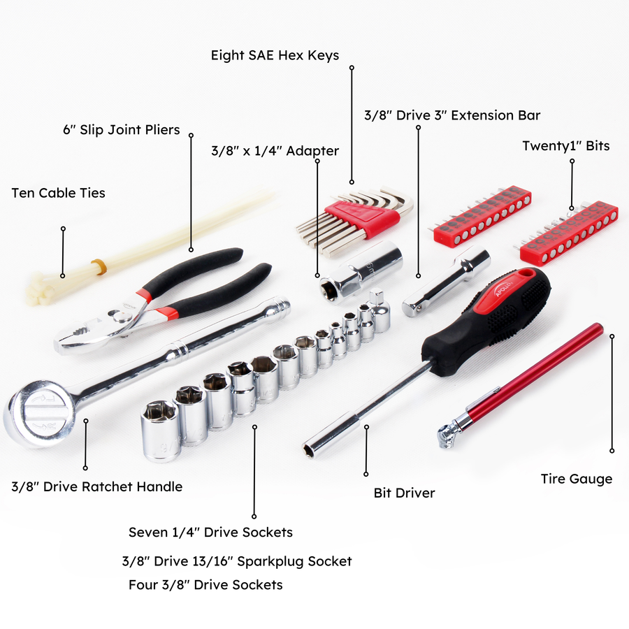 56 Piece SAE Auto Tool Set In Zipper Case - DT9774