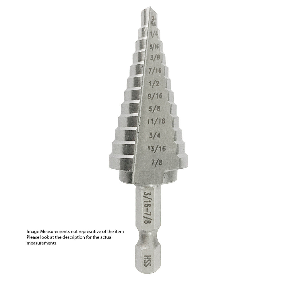 #3 HSS Quick Change Hex Shank Step Drill Bit, (1/4" - 3/4" by 1/16"), VAC3HEX