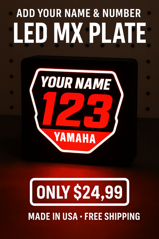 Custom MX LED Number Plate – Personalized with Name, Number & Bike Brand