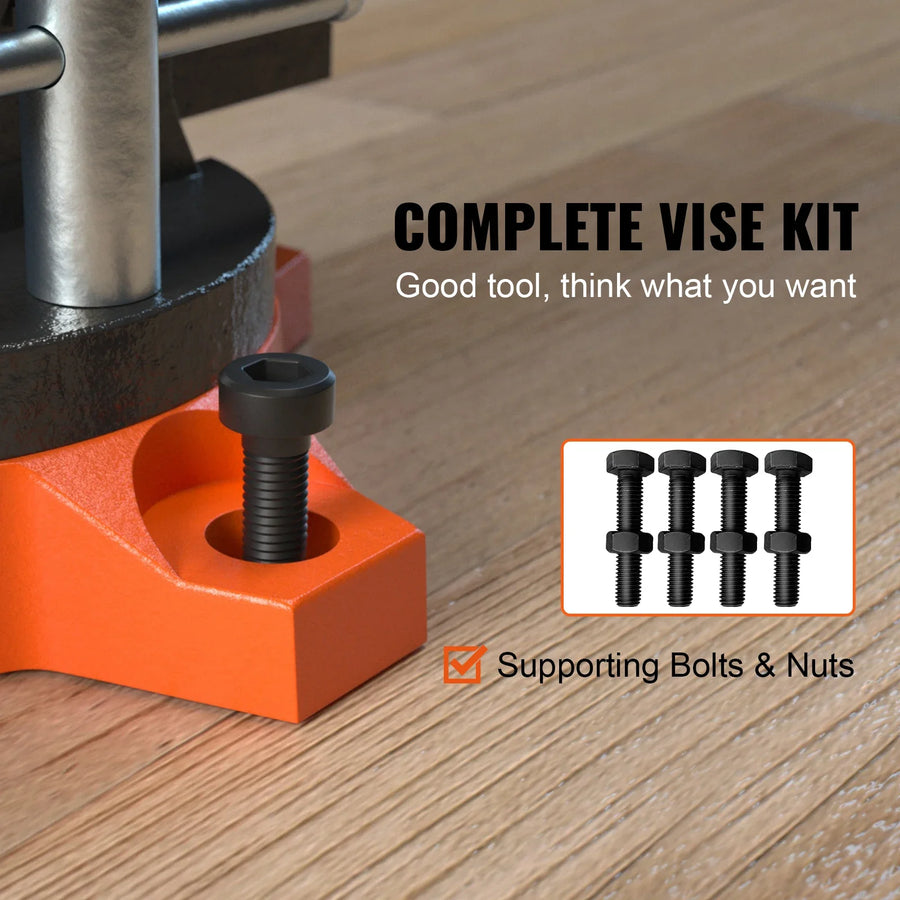 Cast Iron Bench Vise, 4.5"/6"/6.5" — Swivel Base with Anvil