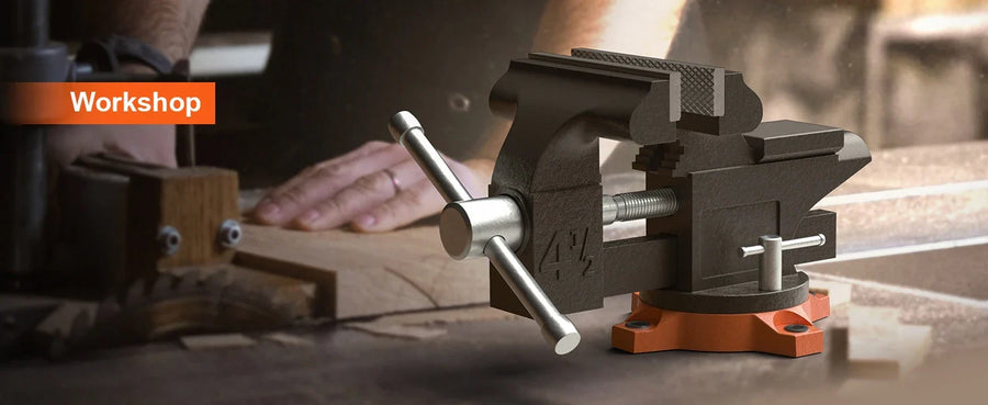 Cast Iron Bench Vise, 4.5"/6"/6.5" — Swivel Base with Anvil
