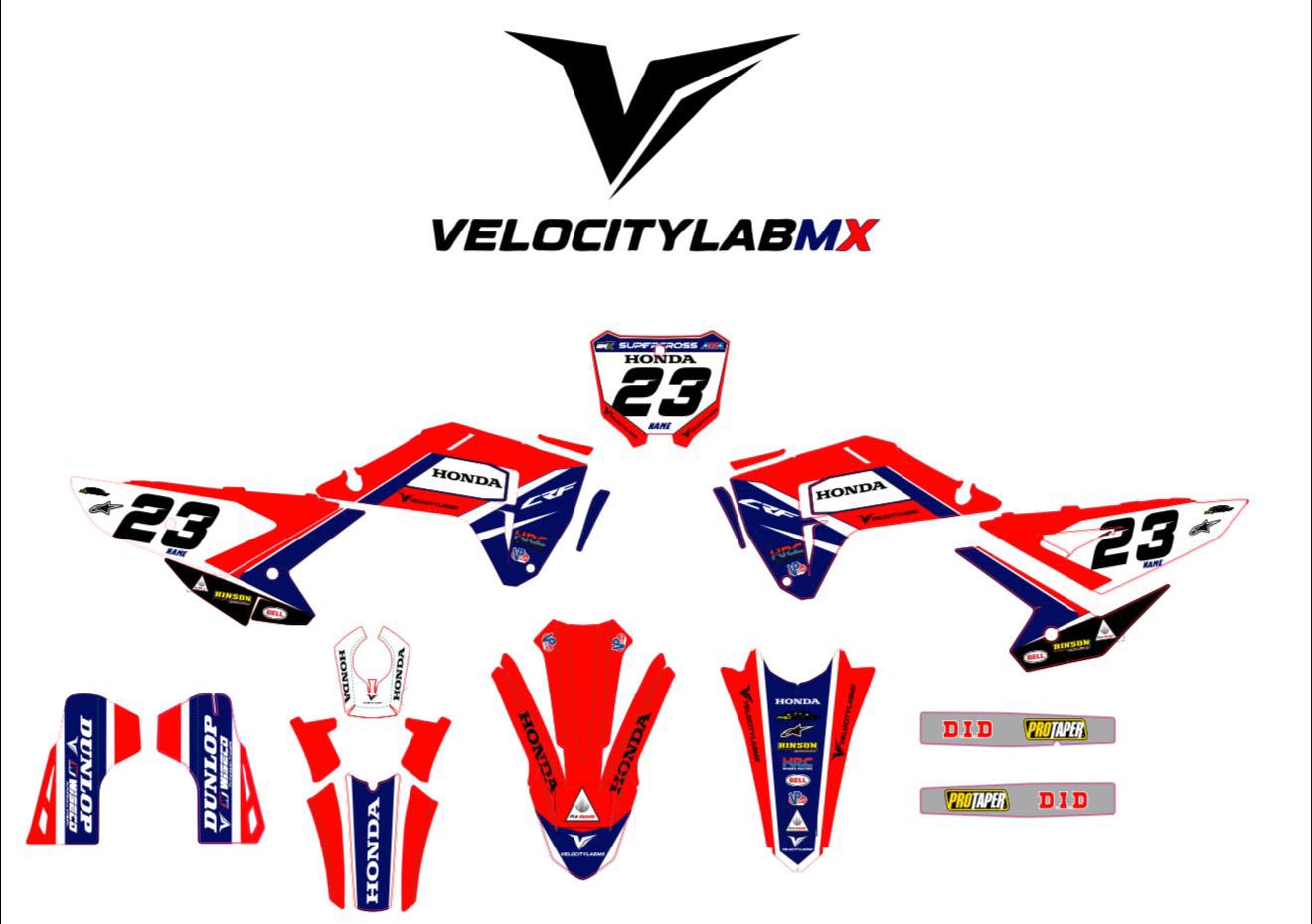 Blue Navy Factory Custom Honda Dirt Bike Graphics Kit