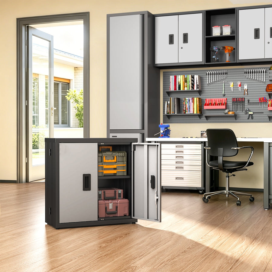 Metal Tool Garage Storage Cabinet with Lock - Steel