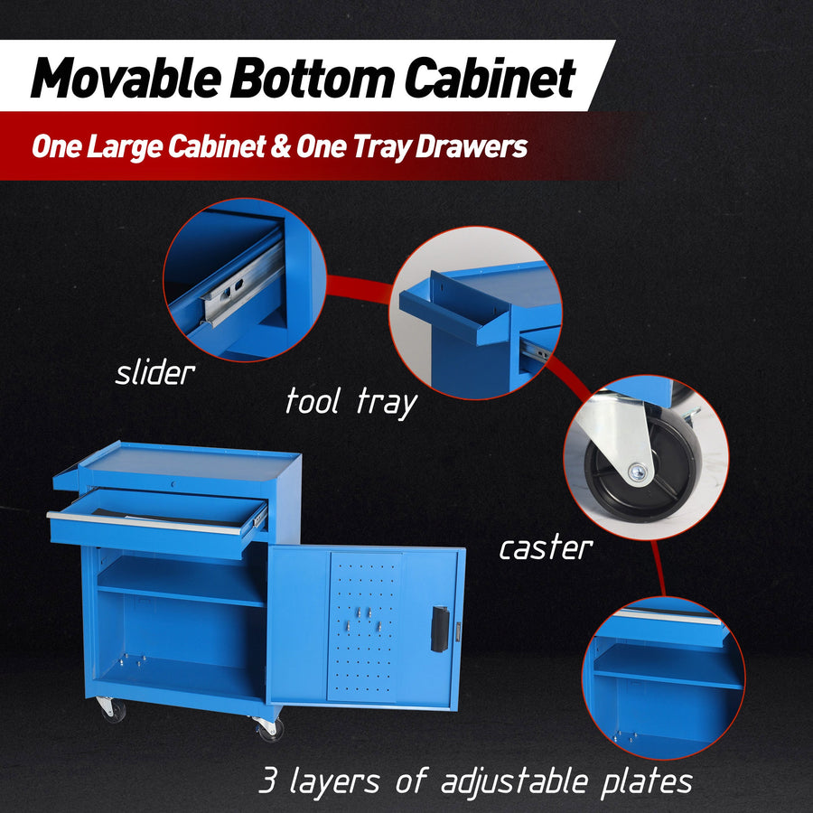 5-Drawer Rolling Tool Storage Cabinet with Detachable Top Toolbox - Multiple Colors