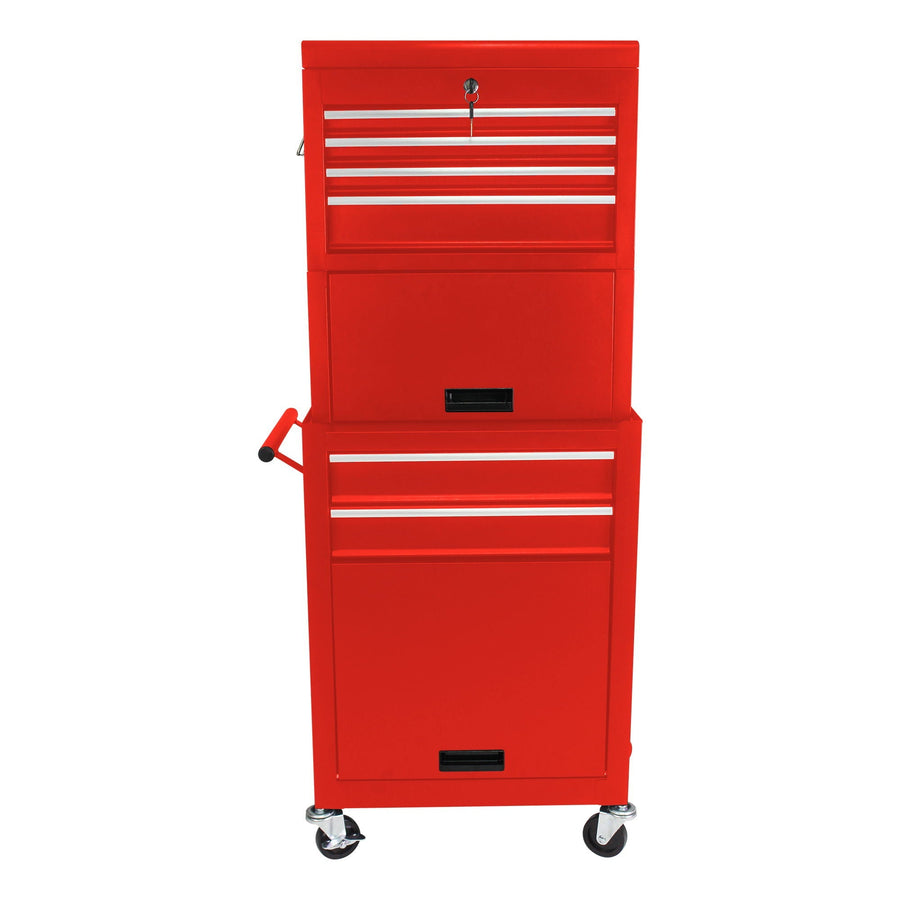 6 Drawer Lockable Tool Cabinet with Detachable Toolbox - Black, Red, or Blue
