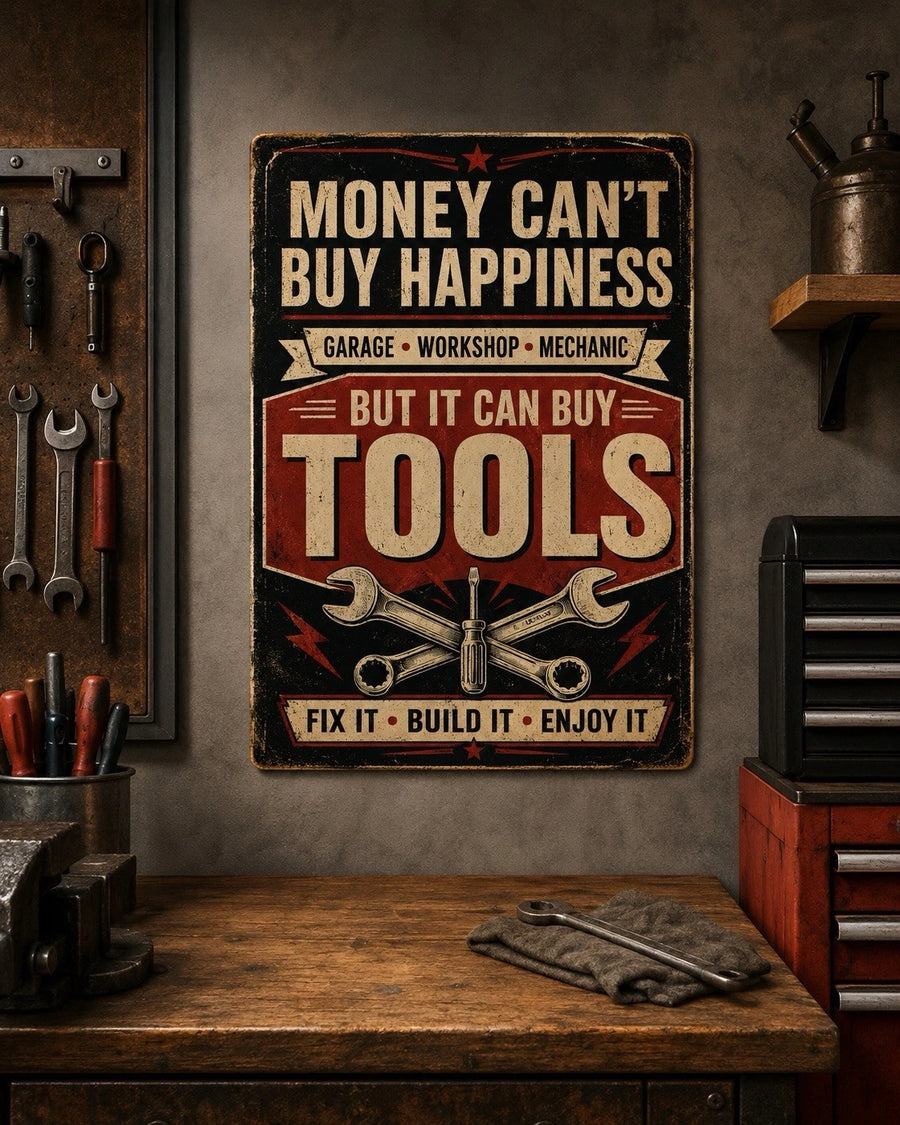 Built Not Bought 7x10 metal muscle car garage sign