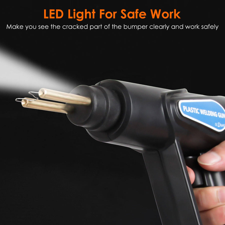 70W Plastic Welder Car Bumper Repair Kit Hot Stapler Welding Gun Plastic Repair Machine Soldering Tool with 200 Staples Pliers Cutter