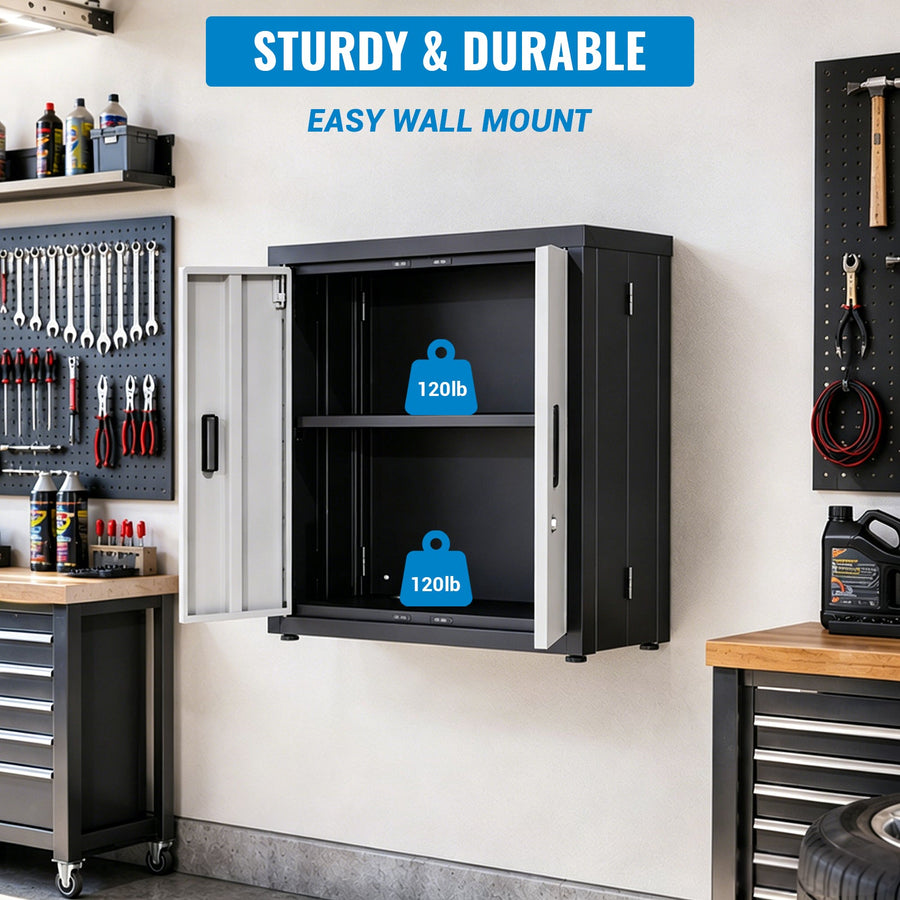 Metal Tool Garage Storage Cabinet with Lock - Steel