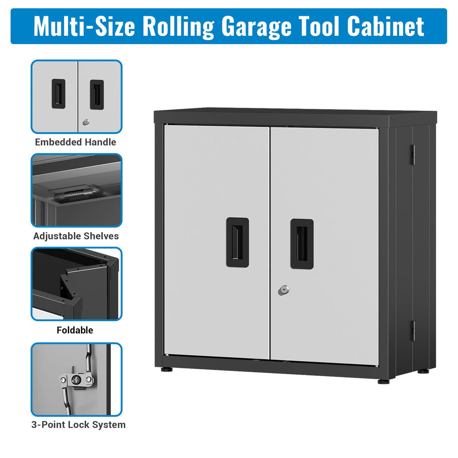 Metal Tool Garage Storage Cabinet with Lock - Steel