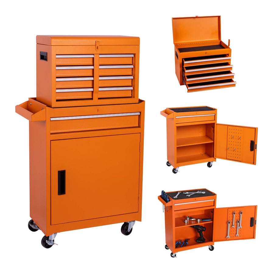 5-Drawer Rolling Tool Storage Cabinet with Detachable Top Toolbox - Multiple Colors