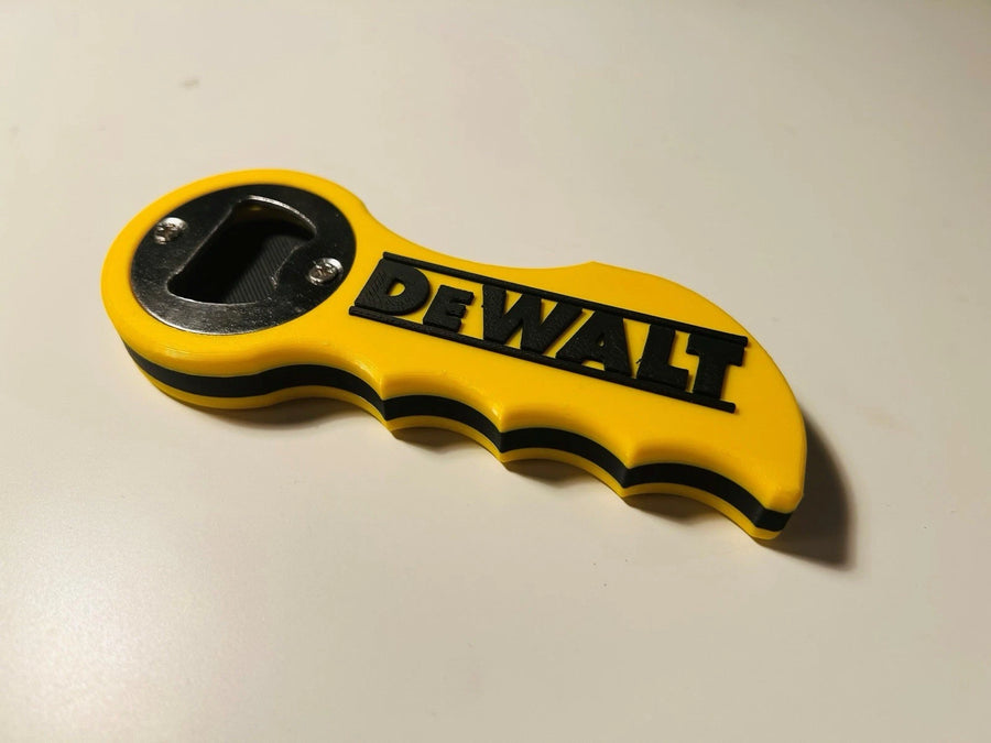 Yellow and black tool-style bottle opener for garage, workshop and construction worker gift
