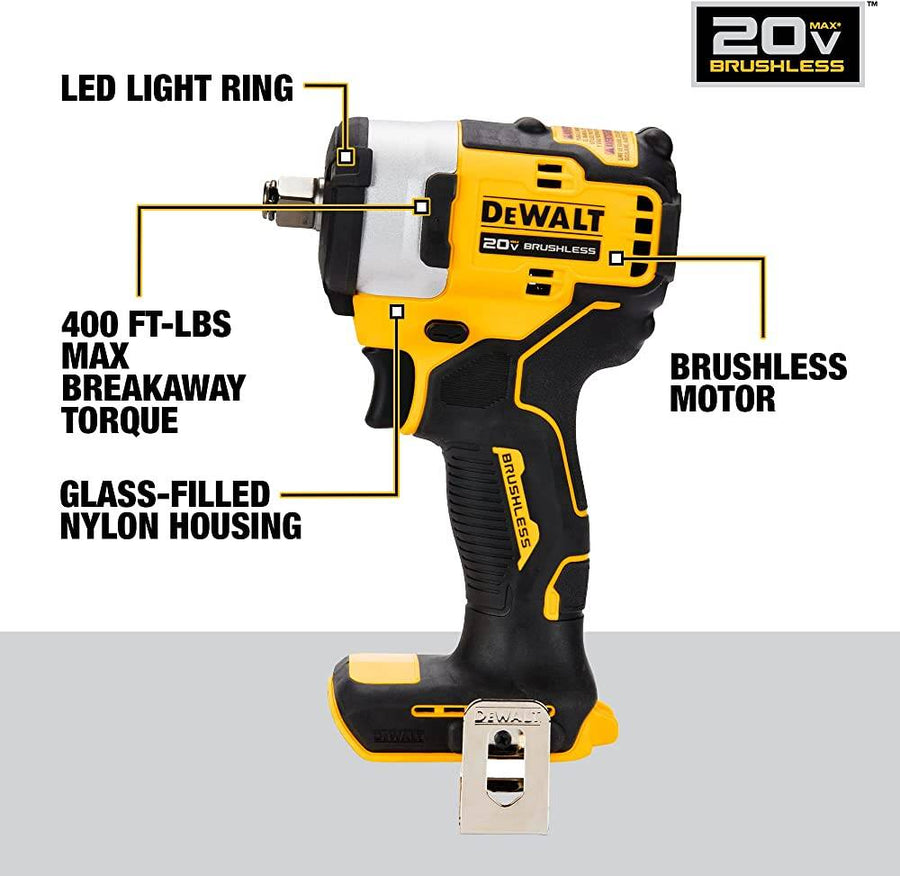 DEWALT DCF911B 20V MAX* 1/2" Impact Wrench with Hog Ring Anvil (Tool Only)