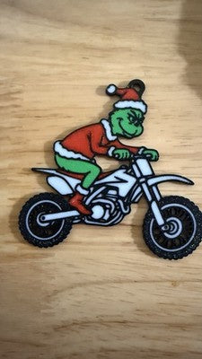 Funny dirt bike Christmas ornament with Santa rider for motocross fans