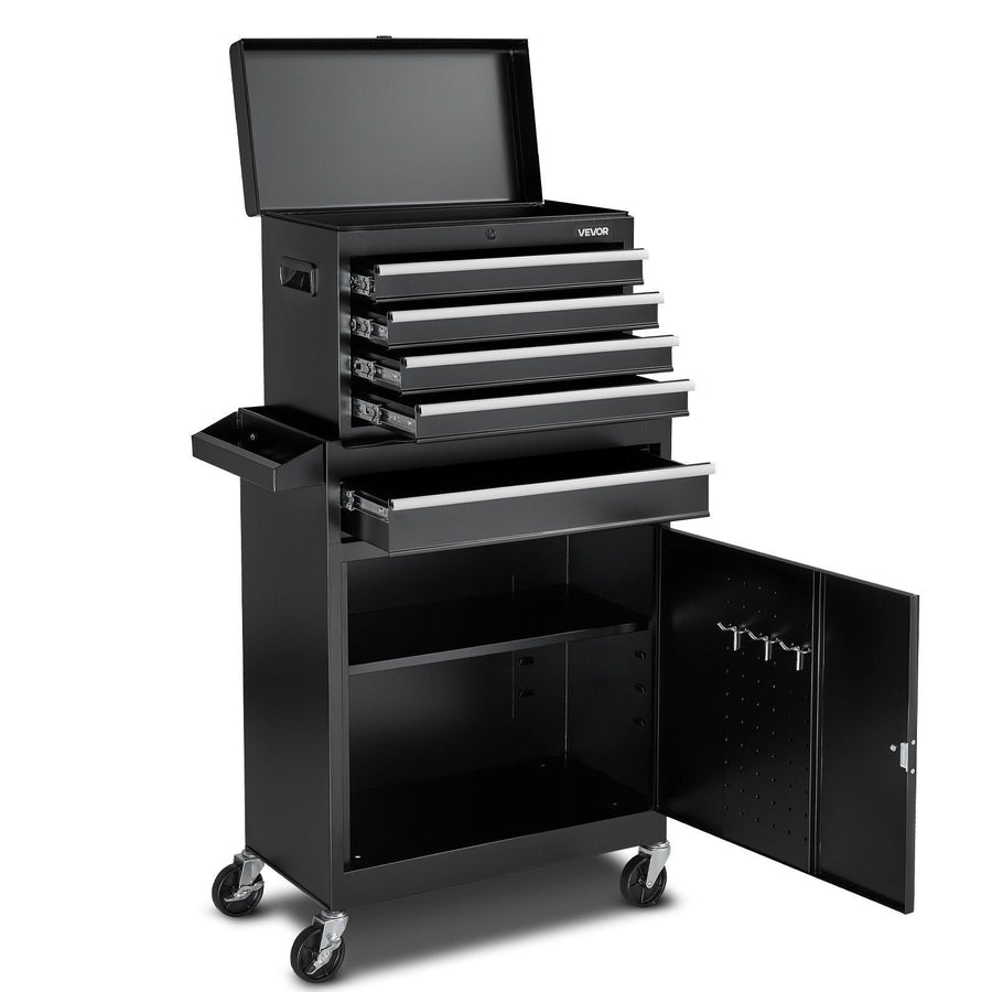 Rolling Tool Chest 5 Drawers Tool Cabinet Organizer with Detachable Top Metal Toolbox