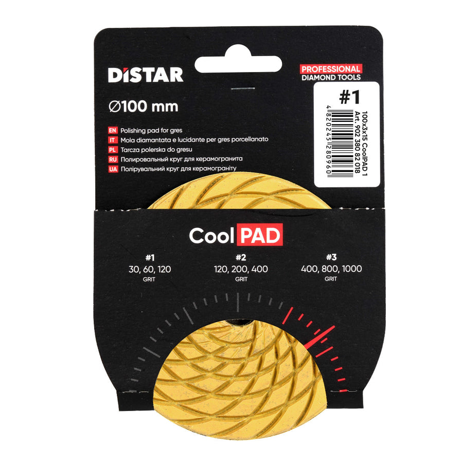 DiStar CoolPAD 4" Dry Diamond Polishing Pads for Ceramic & Porcelain — Multi-Step Grinding Set