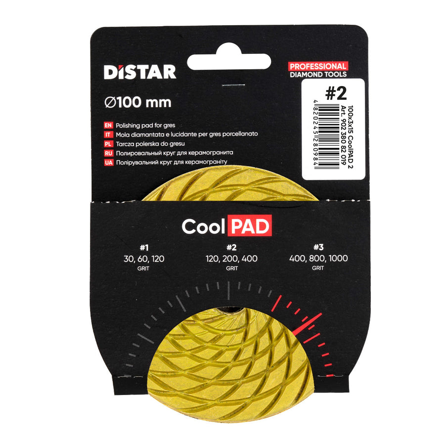 DiStar CoolPAD 4" Dry Diamond Polishing Pads for Ceramic & Porcelain — Multi-Step Grinding Set