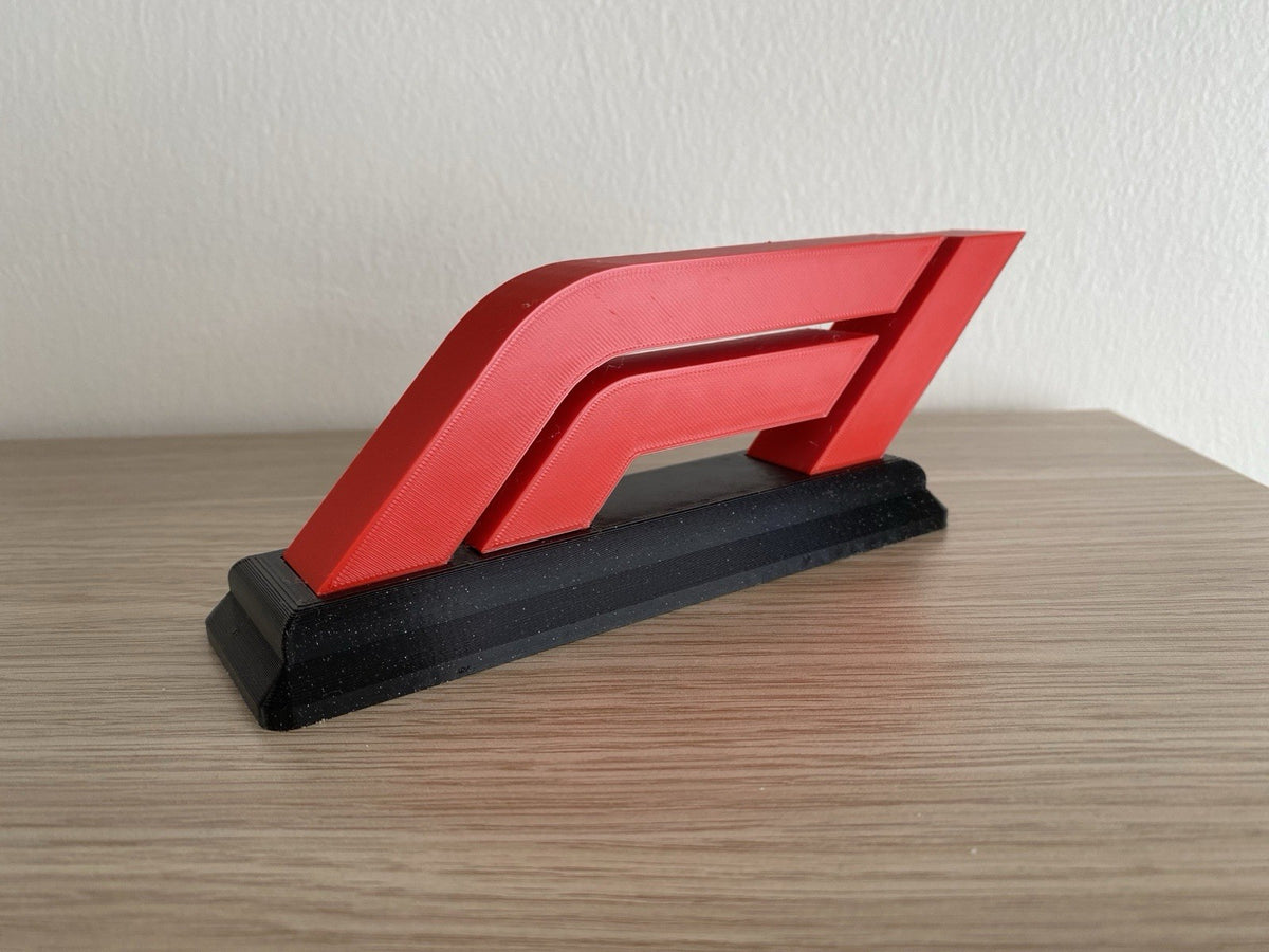 Red Formula racing desk sign for office shelf garage and motorsport decor