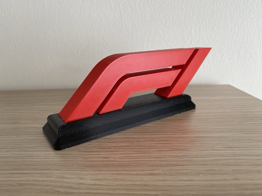 Red Formula racing desk sign for office shelf garage and motorsport decor