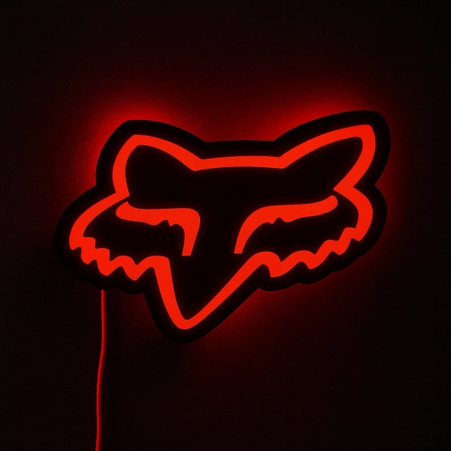 Red Fox Racing inspired 8x5 LED wall sign for motocross garage and man cave decor