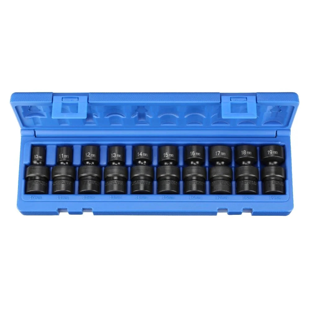Grey Pneumatic 1210UM 3/8" Drive 10-Piece Universal Metric Impact Socket Set (10mm - 19mm)