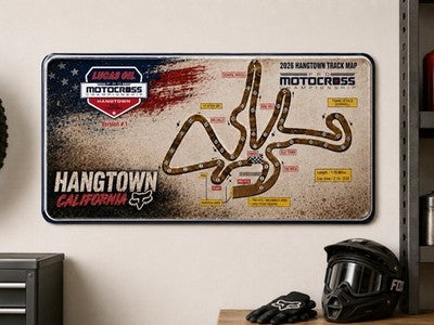 Hangtown motocross track map 12x6 license plate style garage wall decor