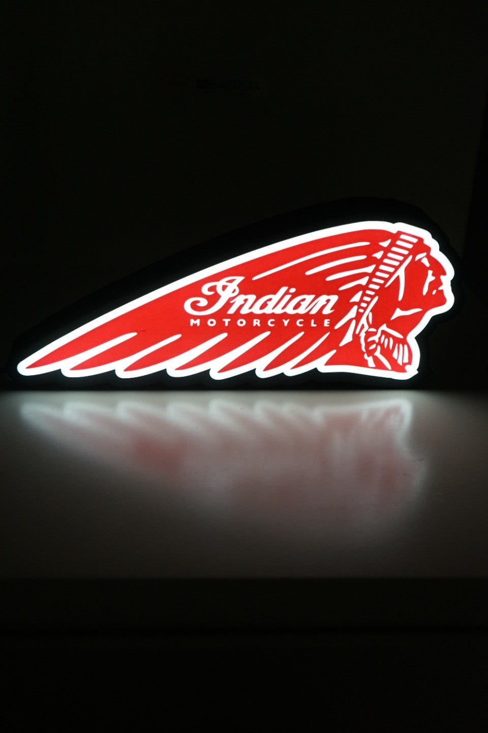 Indian Motorcycle inspired 9 inch USB LED light sign for garage man cave and wall decor