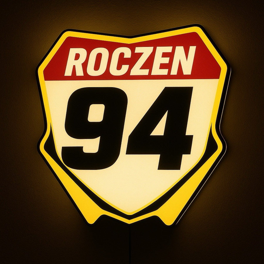 Ken Roczen number 94 inspired LED motocross number plate wall sign for garage decor