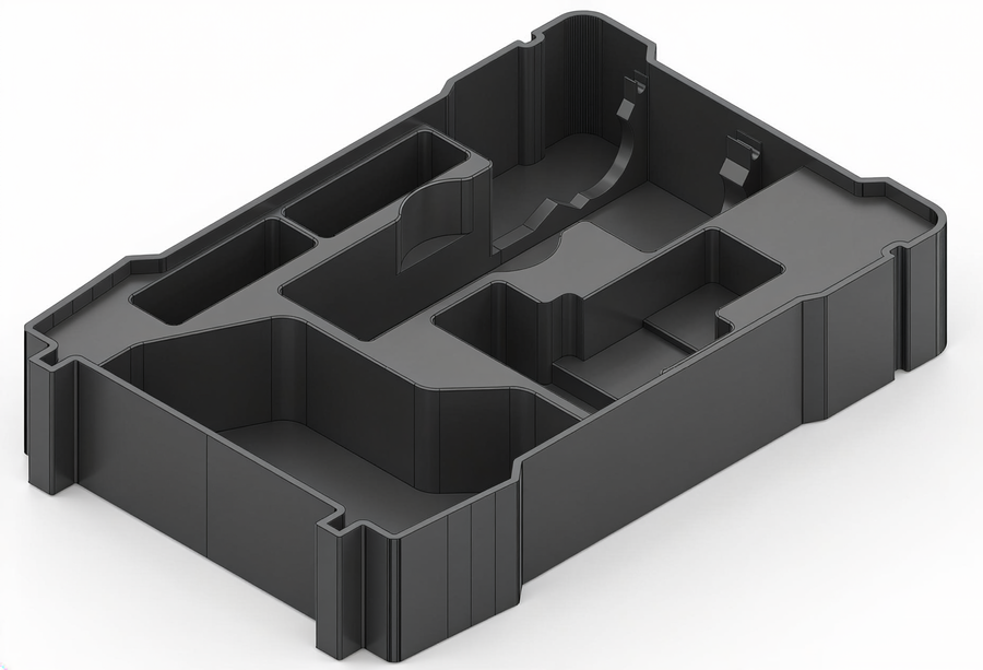 Black 3D printed organizer insert for Milwaukee M12 2522-20 cut-off tool and PACKOUT 48-22-8435