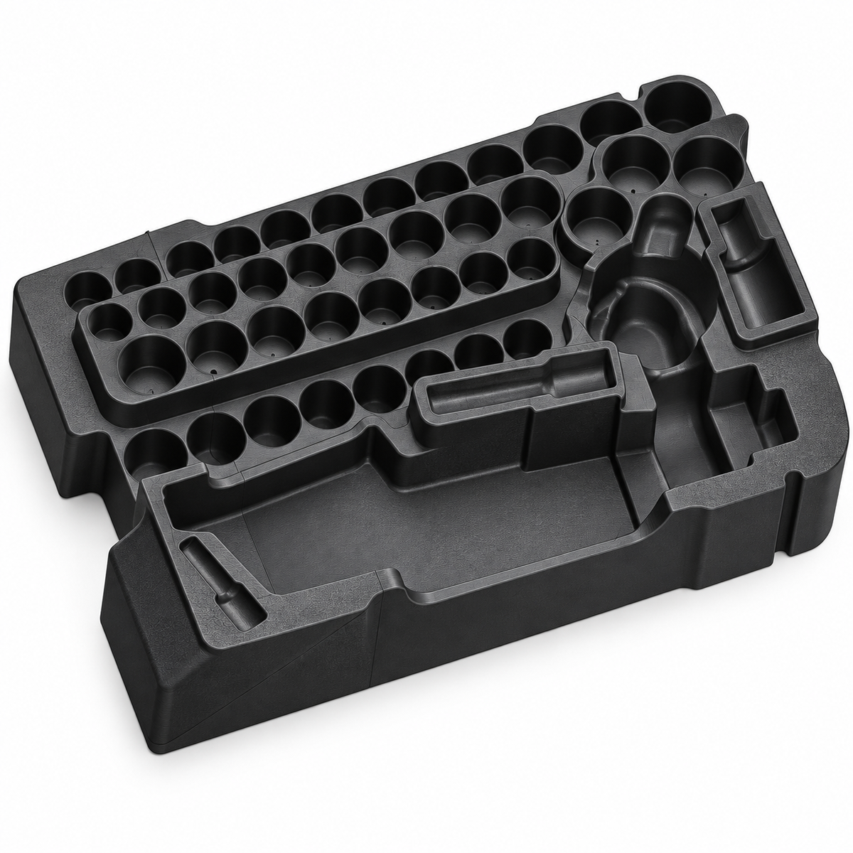 Black 3D printed organizer insert for M12 2567-20 ratchet and socket set