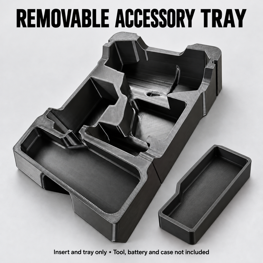Black heat gun organizer insert with removable black accessory tray shown separately