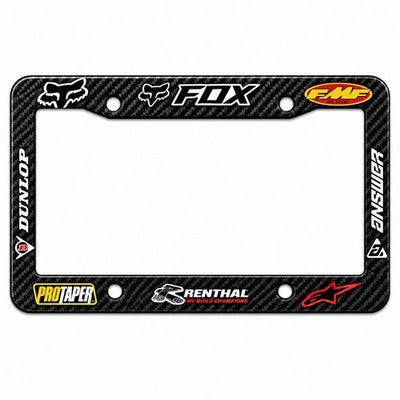 Motocross aluminum license plate frame with carbon fiber graphic
